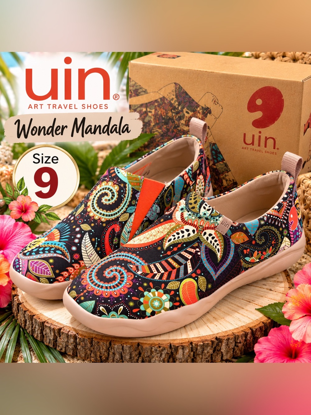 UIN Wonder Mandala Women's Sneakers Black & Multicolor US 9